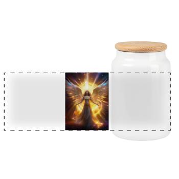 Engel_des_Lichts_Spirituelle_Kunst_mit_Kreuzen_ - Boîte à biscuits avec couvercle en bois - blanc - Devant