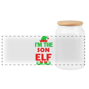 Im The Son Elf T-shirt de Noël - Boîte à biscuits avec couvercle en bois - blanc - Devant