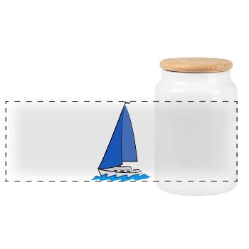 Voile - Boîte à biscuits avec couvercle en bois - blanc - Devant