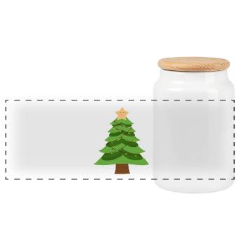 Small Christmas tree - Panoramic Cookie Jar with Wooden Lid - white - Front