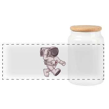 Boombox astronaute - Boîte à biscuits avec couvercle en bois - blanc - Devant