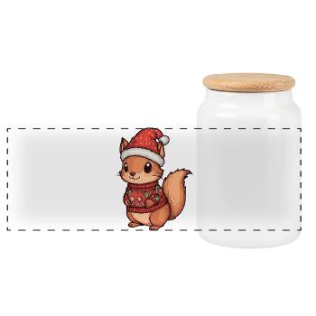 Noël écureuil - Boîte à biscuits avec couvercle en bois - blanc - Devant