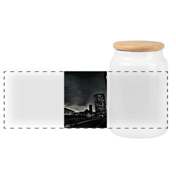Centre-ville ZH - Boîte à biscuits avec couvercle en bois - blanc - Devant