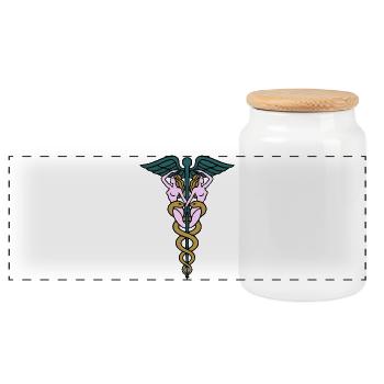 Caduceus Doubles Women - Panoramic Cookie Jar with Wooden Lid - white - Front