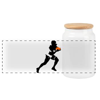 Football girl - Panorama Keksdose mit Holzdeckel - Weiß - Vorne