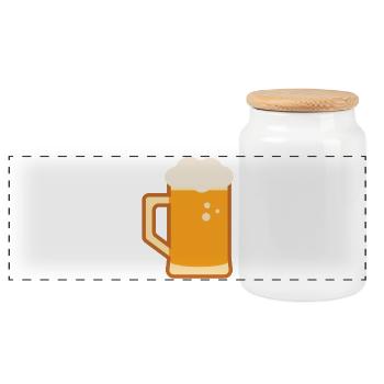 Beer Mug Illustration - Panoramic Cookie Jar with Wooden Lid - white - Front