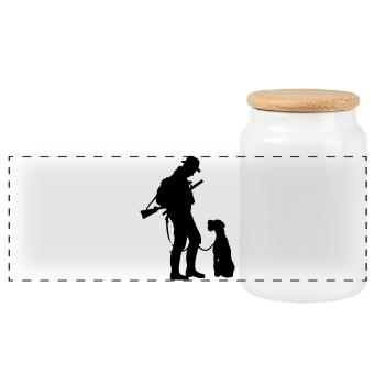 Hunter - Panoramic Cookie Jar with Wooden Lid - white - Front