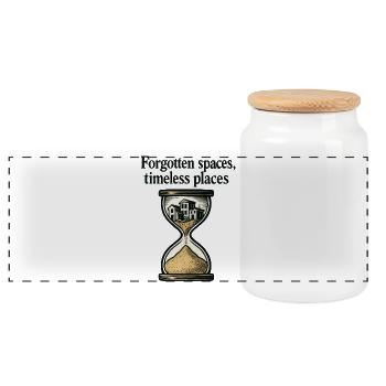 Urbex - Urban Exploration - Panoramic Cookie Jar with Wooden Lid - white - Front