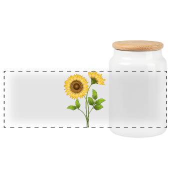 Blumen - Panorama Keksdose mit Holzdeckel - Weiß - Vorne