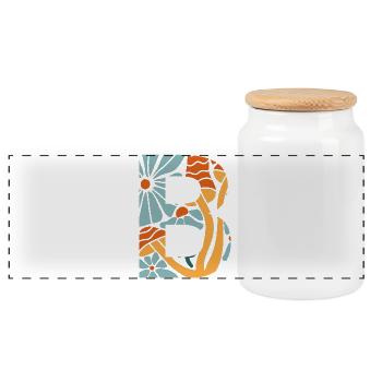 Letter b groovy flowers gift idea - Panoramic Cookie Jar with Wooden Lid - white - Front