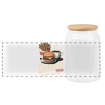 Diner 1958 - Panorama Keksdose mit Holzdeckel - Weiß - Vorne