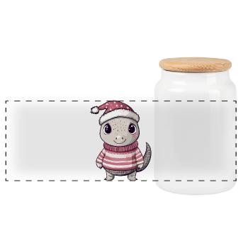 Tatous de Noël - Boîte à biscuits avec couvercle en bois - blanc - Devant