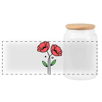 Poppy-Poppies-Minimalist-Line-Art-5 - Panoramic Cookie Jar with Wooden Lid - white - Front