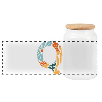 Buchstabe q Blumen groovy Geschenkidee - Panorama Keksdose mit Holzdeckel - Weiß - Vorne