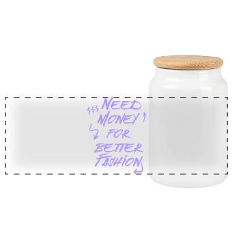 Besoin d’argent pour une meilleure mode – Trend Merch - Boîte à biscuits avec couvercle en bois - blanc - Devant