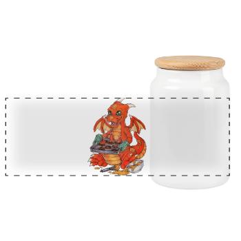 Funny Dragon Cookies Baking Christmas - Panoramic Cookie Jar with Wooden Lid - white - Front