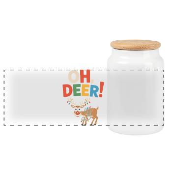 Oh, Reh! Lustiges Weihnachtsgeschenk-Design - Panorama Keksdose mit Holzdeckel - Weiß - Vorne