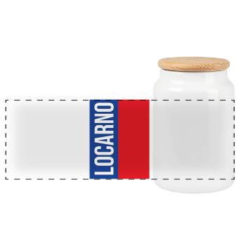 Traditional Ticino souvenir - Panoramic Cookie Jar with Wooden Lid - white - Front