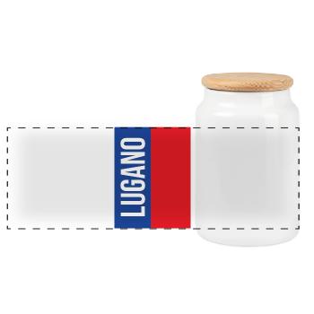 Lugano Souvenir T-Shirt Ticino - Panoramic Cookie Jar with Wooden Lid - white - Front