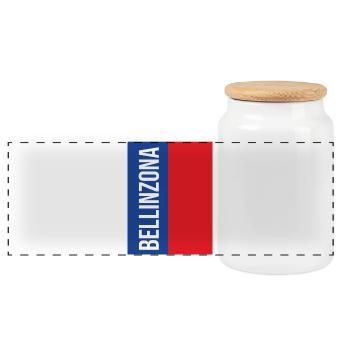 Bellinzona Souvenir - Panoramic Cookie Jar with Wooden Lid - white - Front