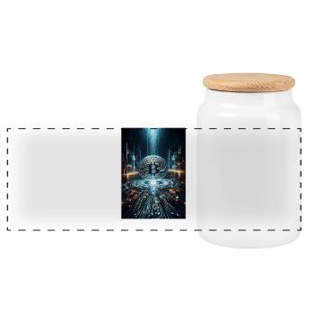 Cyber Bitcoin Vortex – Design futuriste - Boîte à biscuits avec couvercle en bois - blanc - Devant