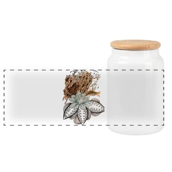 Fleur de corail avec lances de lotus - Boîte à biscuits avec couvercle en bois - blanc - Devant