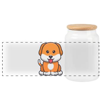 Cute dog - Panoramic Cookie Jar with Wooden Lid - white - Front