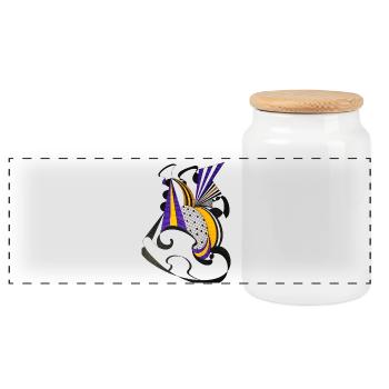 Couleur géométrique Spirale Violet Jaune - Boîte à biscuits avec couvercle en bois - blanc - Devant