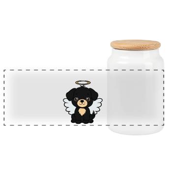 Dog - Panoramic Cookie Jar with Wooden Lid - white - Front