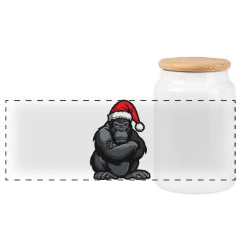 Noël des gorilles - Boîte à biscuits avec couvercle en bois - blanc - Devant