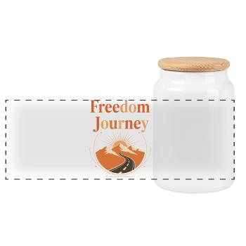 Voyage de la liberté – Le chemin vers la liberté - Boîte à biscuits avec couvercle en bois - blanc - Devant