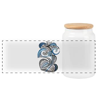 Feuilles tourbillonnantes bleu-noires - Boîte à biscuits avec couvercle en bois - blanc - Devant