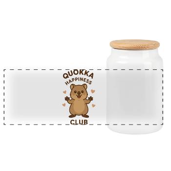 Club du bonheur Quokka - Boîte à biscuits avec couvercle en bois - blanc - Devant