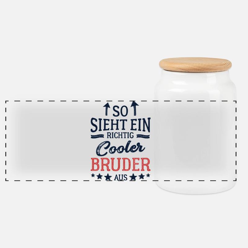 So sieht ein cooler Bruder aus Bester Bruder - Panorama Keksdose mit Holzdeckel - Weiß