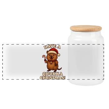 Passez un Noël Quokka - Boîte à biscuits avec couvercle en bois - blanc - Devant