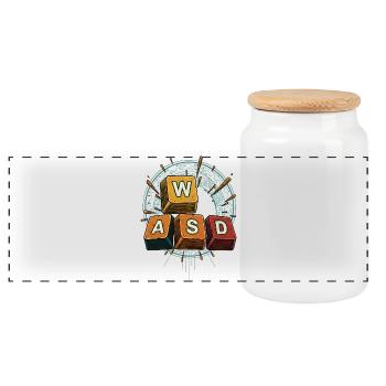 WASD Gaming Keys - Cadeau Gamer Drôle - Boîte à biscuits avec couvercle en bois - blanc - Devant