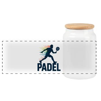 Padel silhouette in the rainbow - Panoramic Cookie Jar with Wooden Lid - white - Front