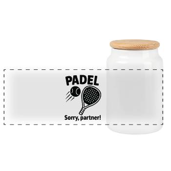 Padel disant : Désolé partenaire ! - Boîte à biscuits avec couvercle en bois - blanc - Devant