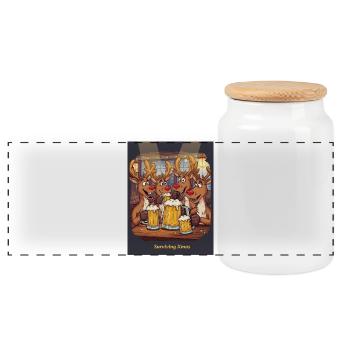 Surviving Xmas - Panoramic Cookie Jar with Wooden Lid - white - Front