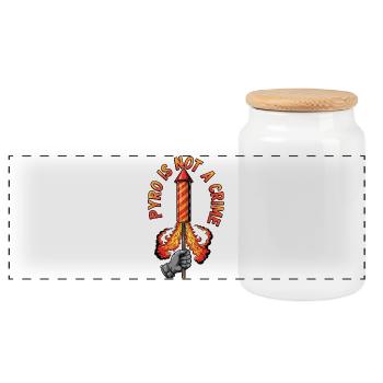 Pyro is not a crime - Panoramic Cookie Jar with Wooden Lid - white - Front