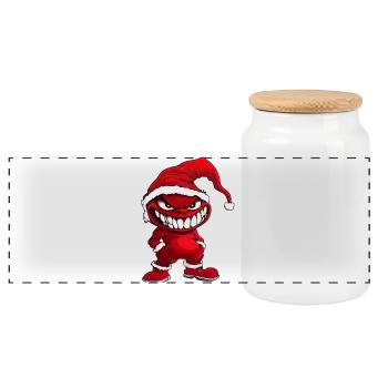 Devil Christmas - Panoramic Cookie Jar with Wooden Lid - white - Front