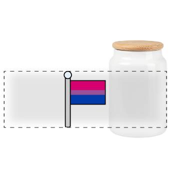 Bisexual Pride Flag  - Panoramic Cookie Jar with Wooden Lid - white - Front