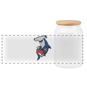 Artisan de la construction de requins-marteaux - Boîte à biscuits avec couvercle en bois - blanc - Devant