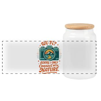 Nature instead of Wi-Fi - Panoramic Cookie Jar with Wooden Lid - white - Front