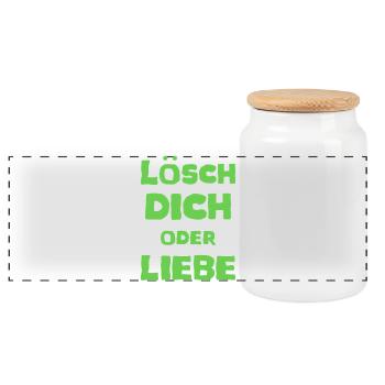 Delete You or Love Saying Meme T-Shirt - Panoramic Cookie Jar with Wooden Lid - white - Front