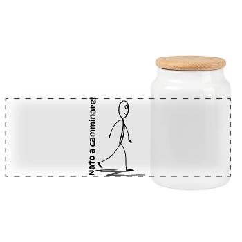 Nato_a_camminare - Boîte à biscuits avec couvercle en bois - blanc - Devant