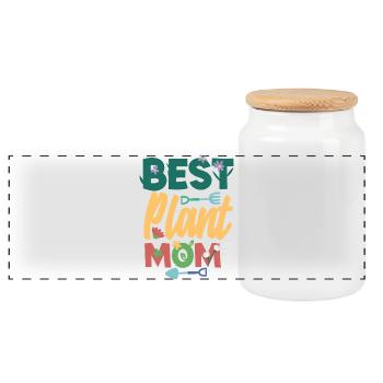 Garden & Plant Lovers Gifts - Panoramic Cookie Jar with Wooden Lid - white - Front