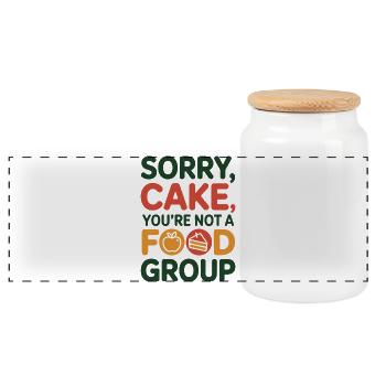Sorry Cake Not A Food Group Dietitian Expert  - Panoramic Cookie Jar with Wooden Lid - white - Front