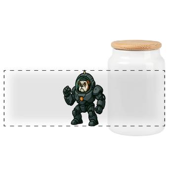 Pilote Bulldog en armure spatiale de mécha lourde - Boîte à biscuits avec couvercle en bois - blanc - Devant