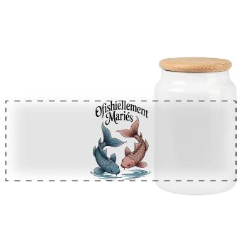 Cadeau Mariage Humoristique Couple Pêche Officiel - Boîte à biscuits avec couvercle en bois - blanc - Devant